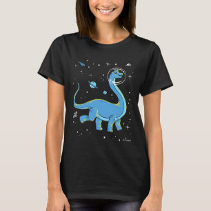 Camiseta Dinos Do Brachiossauro Azul No Espaço