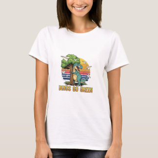 Camiseta Dinos Go Green, Design Ecológico Retro do