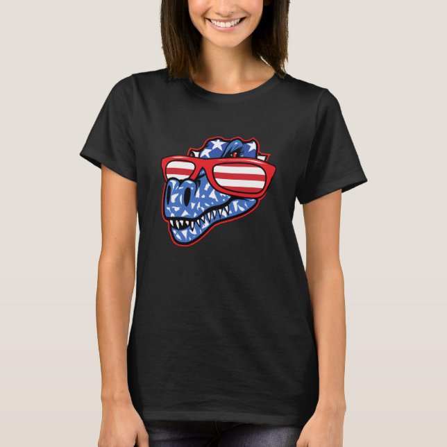 Camiseta Dinosaur 4th of July Girls Women Rex (Frente)