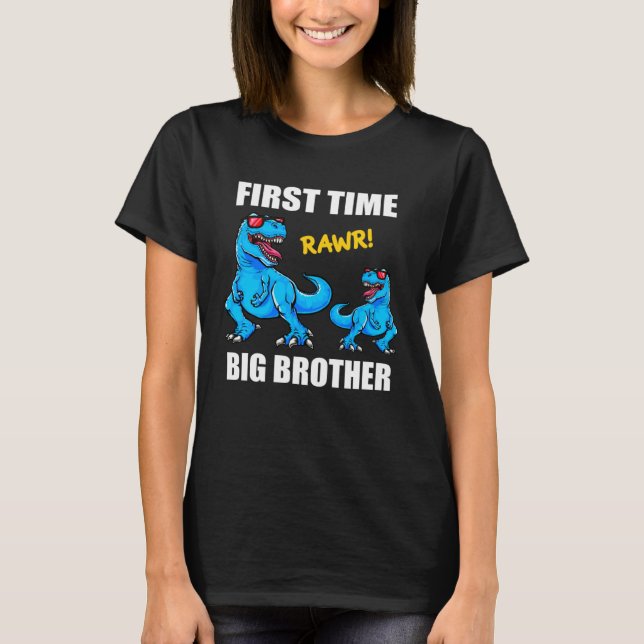 Camiseta Dinosaur Big Bro  Baby Announcement First Time Bro (Frente)