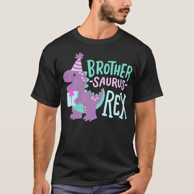 Camiseta Dinosaur Birthday Brother Saurus T Rex Family Matc (Frente)