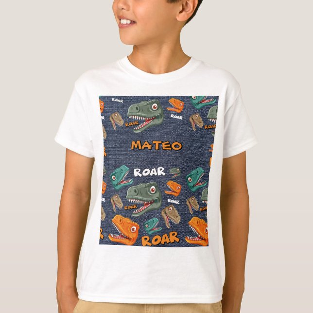 Camiseta Dinosaur Cartoon Pattern for Kids (Frente)