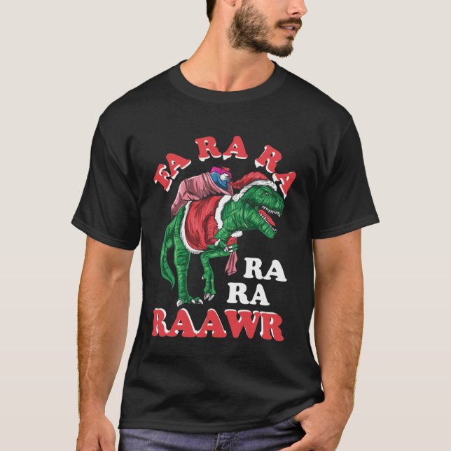 Camiseta Dinosaur Christmas Fa Ra Rawr Rex Santa Claus (Frente)