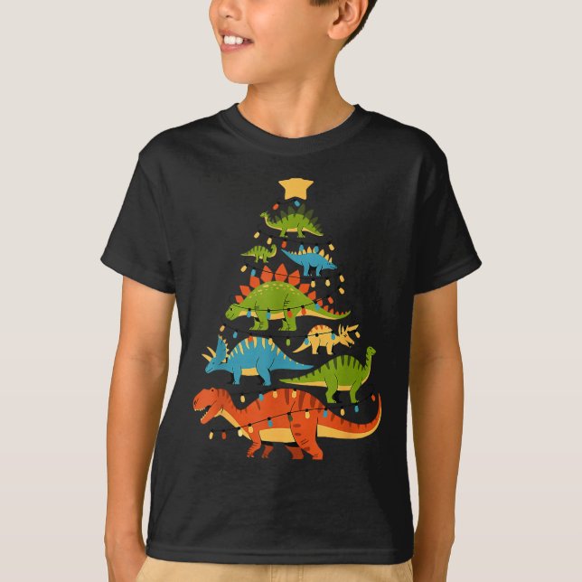 Camiseta Dinosaur Christmas Tree Dino Trex Dinosaur Lover C (Frente)