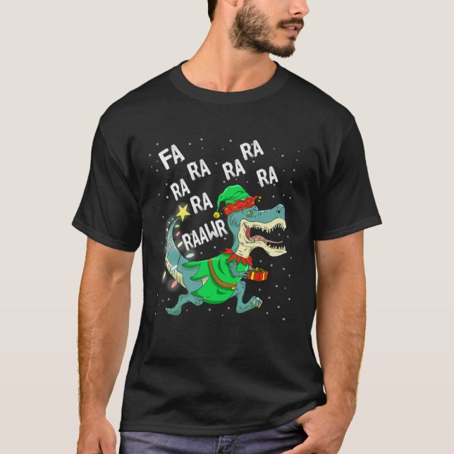 Camiseta Dinosaur Christmas Tree Rex Fa Ra Ra Rawr Trex Elf (Frente)