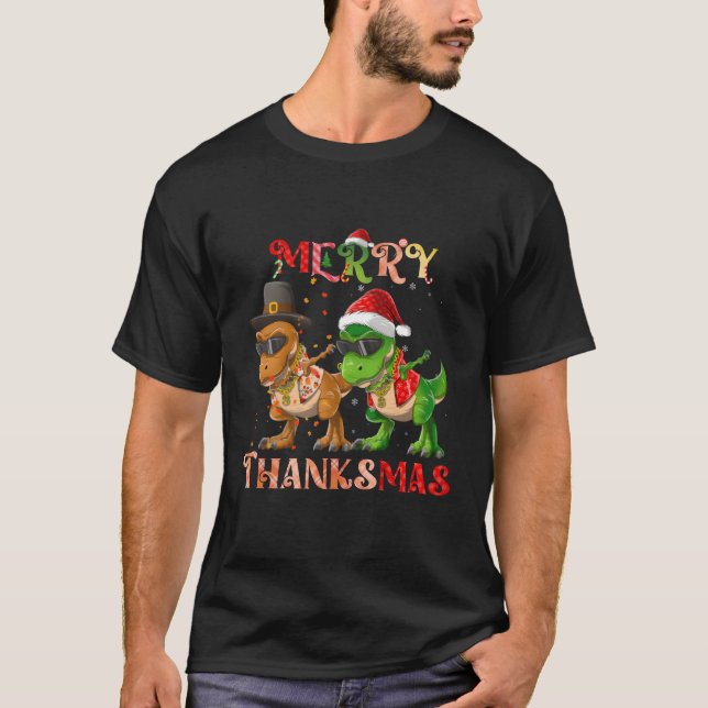 Camiseta Dinosaur Dabbing Rapper Hip Hop Merryhanksmas gift (Frente)