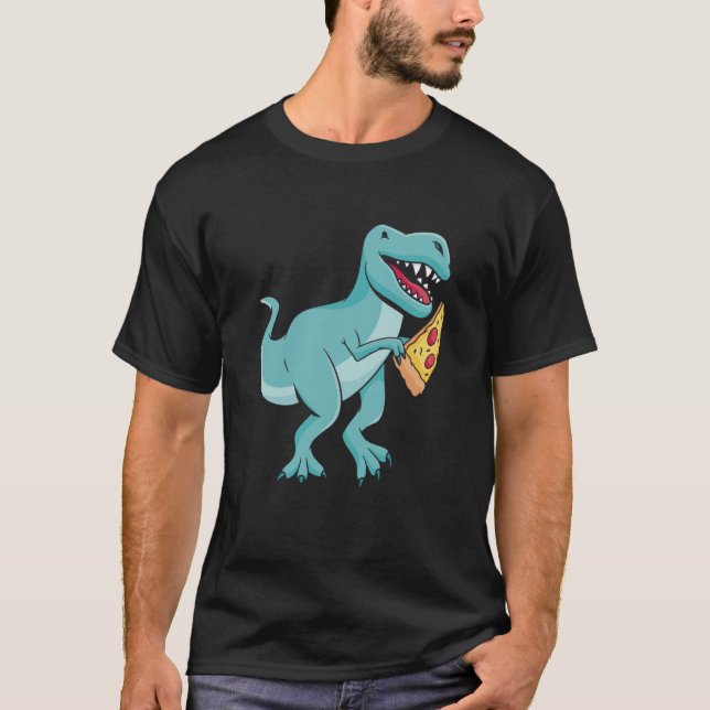 Camiseta Dinosaur Eating Pizza Rex Tyrannosaurus Dino (Frente)