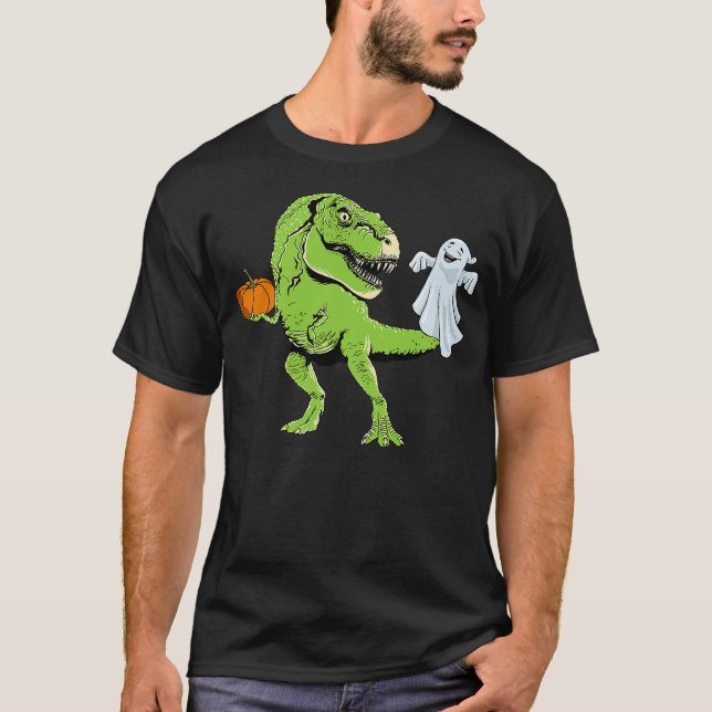 Camiseta Dinosaur Ghost Lazy Halloween Costume Funny T-Rex  (Frente)