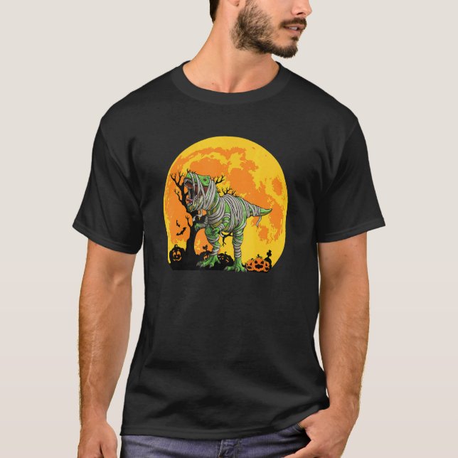 Camiseta Dinosaur Halloween Mummy Saurus Rex Quote Pumpkin (Frente)
