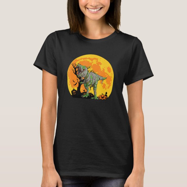 Camiseta Dinosaur Halloween Mummy Saurus Rex Quote Pumpkin (Frente)