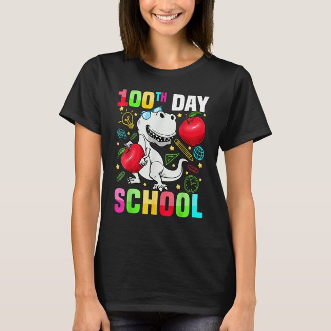 Camiseta Dinosaur Happy 100th Day of School Dino Kids 100 D (Frente)