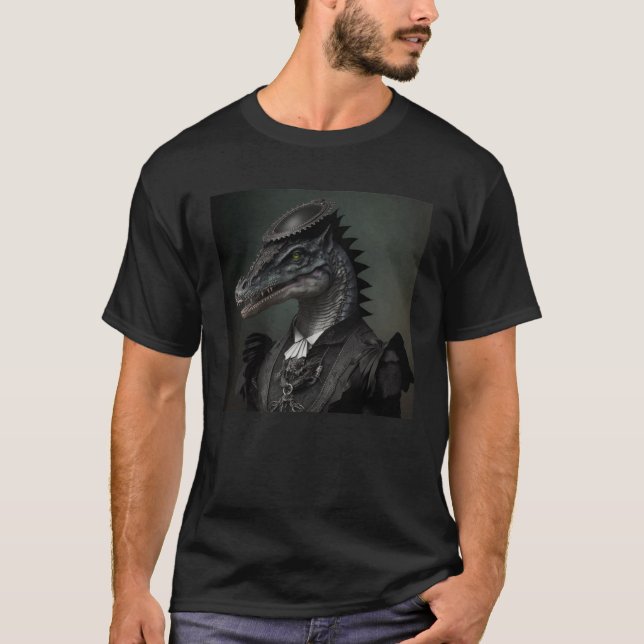 Camiseta Dinosaur in Goth Style Gothic Artwork (Frente)