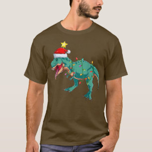 Camiseta Dinosaur Lighting Xmas Tree Matching Dinosaur Chri