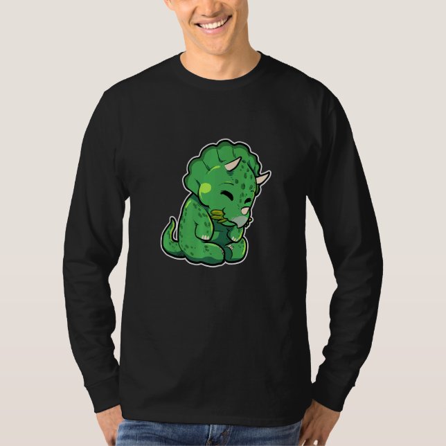Camiseta Dinosaur Lover Cute Triceratops Premium (Frente)