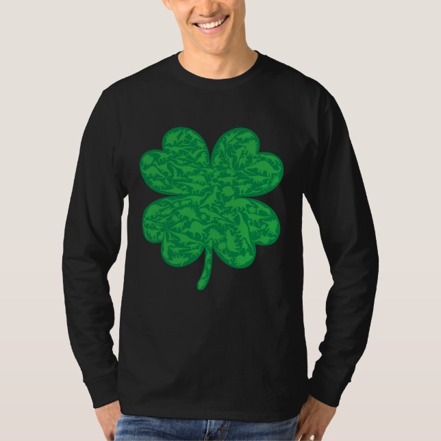 Camiseta Dinosaur Lover Four Leaf Clover Dino St Patricks D (Frente)