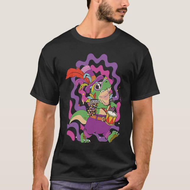 Camiseta Dinosaur Mardi Gras Party Parade Shenanigans Carni (Frente)