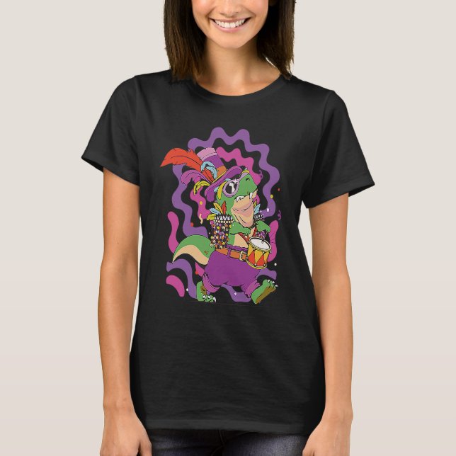 Camiseta Dinosaur Mardi Gras Party Parade Shenanigans Carni (Frente)