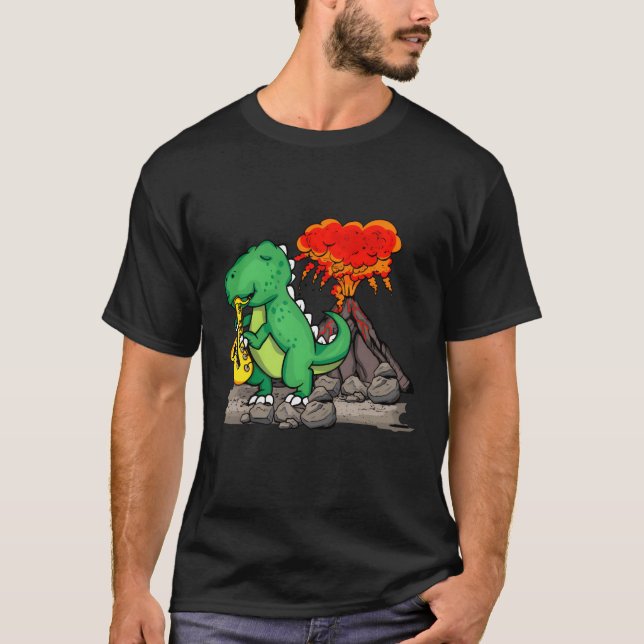 Camiseta Dinosaur Music Gift Jazz Music Band Saophone retro (Frente)
