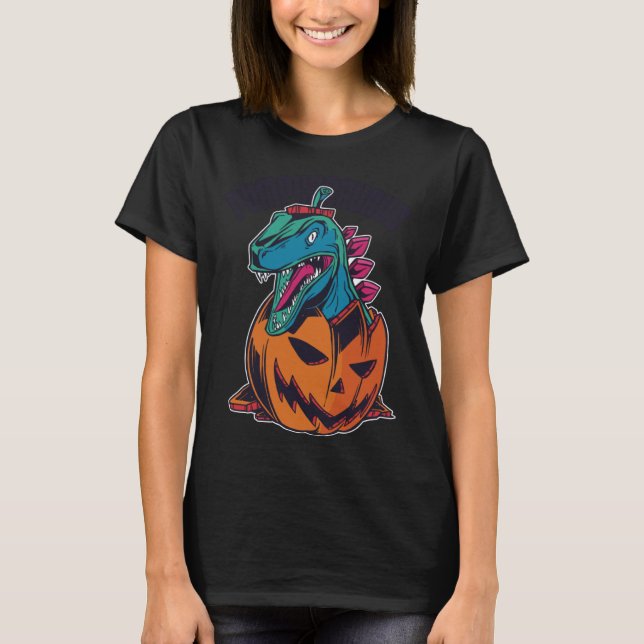Camiseta Dinosaur Pumpkin Halloween Funny Costume (Frente)