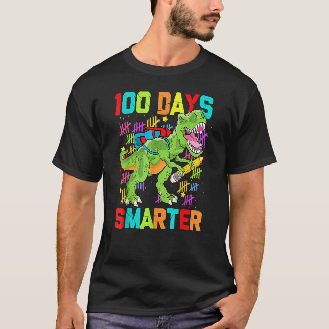 Camiseta Dinosaur Rex Happy 100th Day Of School Dino Kids 1 (Frente)