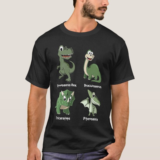 Camiseta Dinosaur Rex Pterosauria Triceratops Brachiosaurus (Frente)