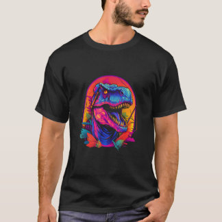 Camiseta Dinosaur Rex Synthwave Vaporwave Retro 80s Chillwa