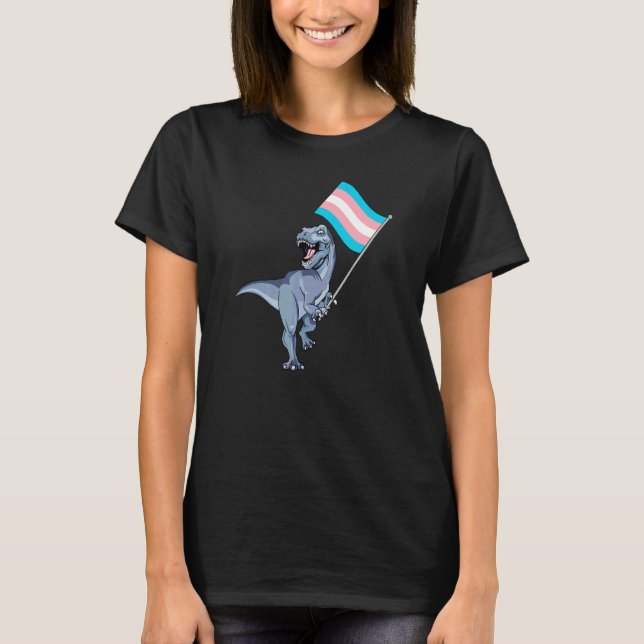 Camiseta Dinosaur Rex Transgender Prim Flag Lgbt Lésbica B (Frente)