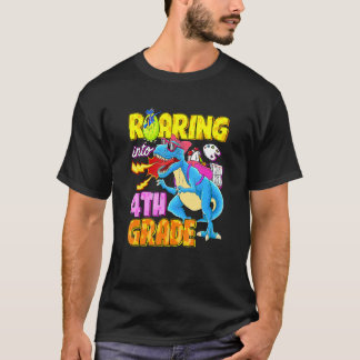 Camiseta Dinosaur Roaring Into 4th Grade Teachers Kids Back