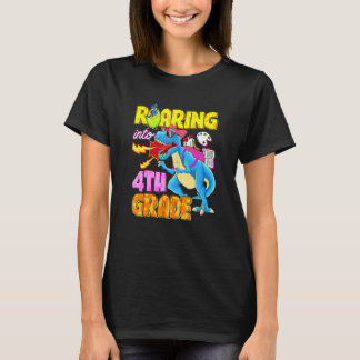 Camiseta Dinosaur Roaring Into 4th Grade Teachers Kids Back