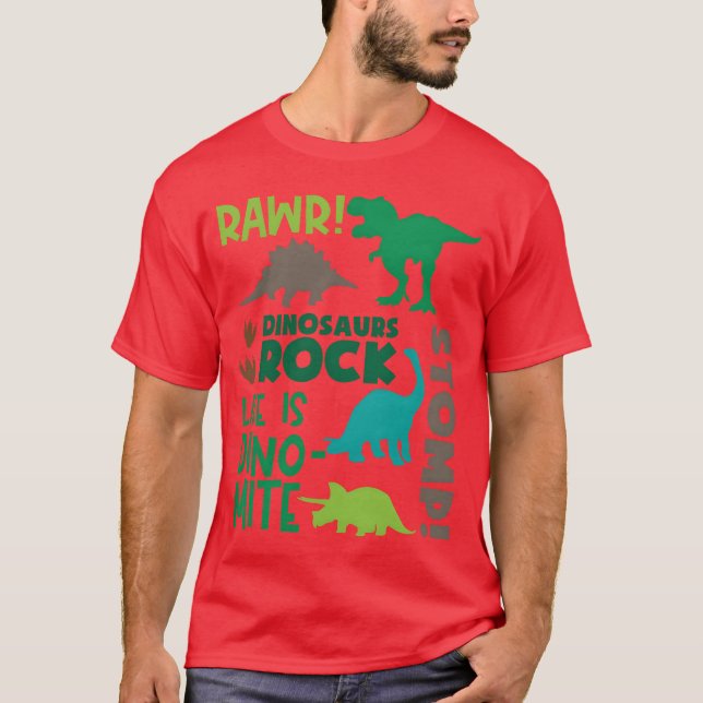 Camiseta Dinosaur Rock Stomp Life Is Dino Mite Rawr girl (Frente)
