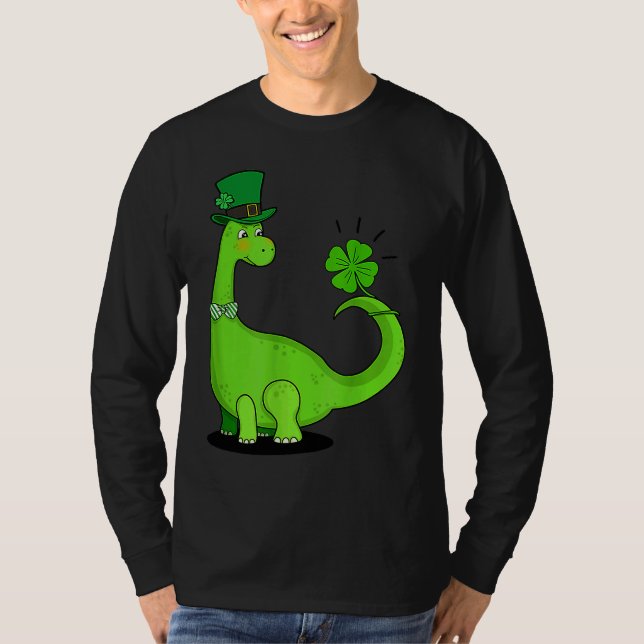 Camiseta Dinosaur Shamrock St Patrick's Day Boys Kids Girls (Frente)