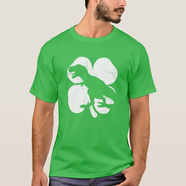Camiseta Dinosaur St Patricks Day Cool Boys Kids Toddler Ir (Frente)