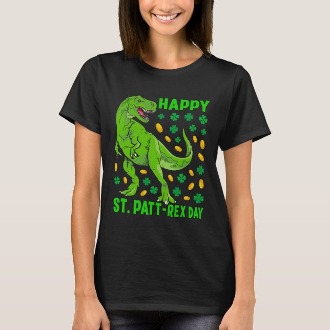 Camiseta Dinosaur St Patricks Day Happy St Pat Trex rex Boy (Frente)