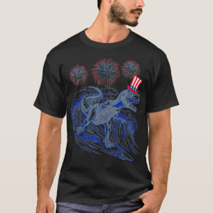 Camiseta Dinosaur T Re Surfing 4th of July Fireworks 