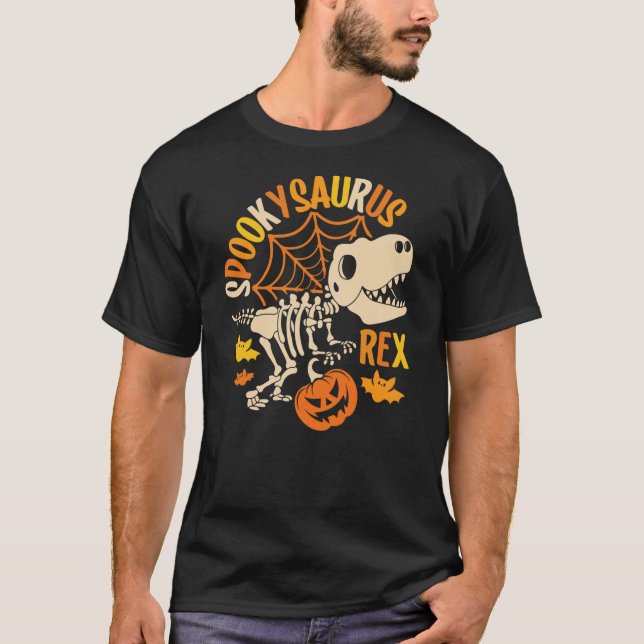 Camiseta Dinosaur T rex Boo Halloween Costume Funny Pumpkin (Frente)