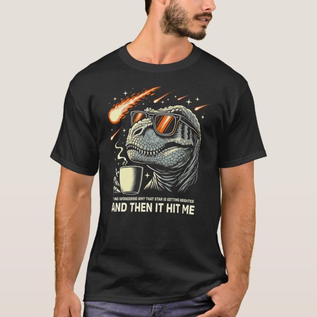 Camiseta Dinosaur T-Rex Café Novidade Homens Crianças Mulhe (Frente)