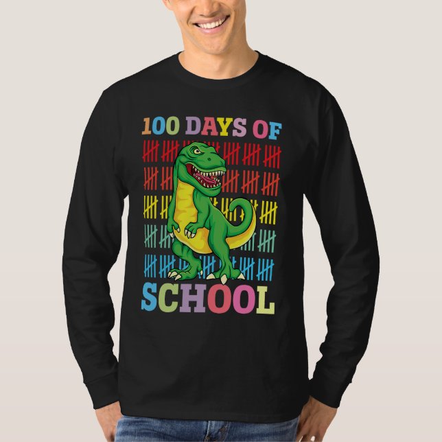 Camiseta Dinosaur T Rex Happy 100th Day Of School Dino Kids (Frente)