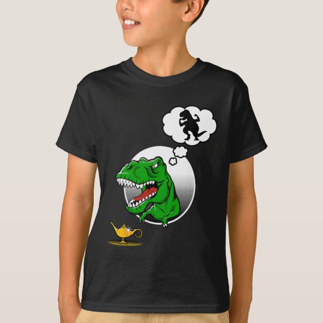 Camiseta Dinosaur T-rex Short Arms Funny Joke Genie Lamp  (Frente)