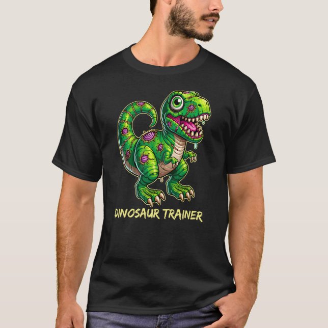 Camiseta Dinosaur Trainer T-Rex Birthday Retro Halloween Ad (Frente)