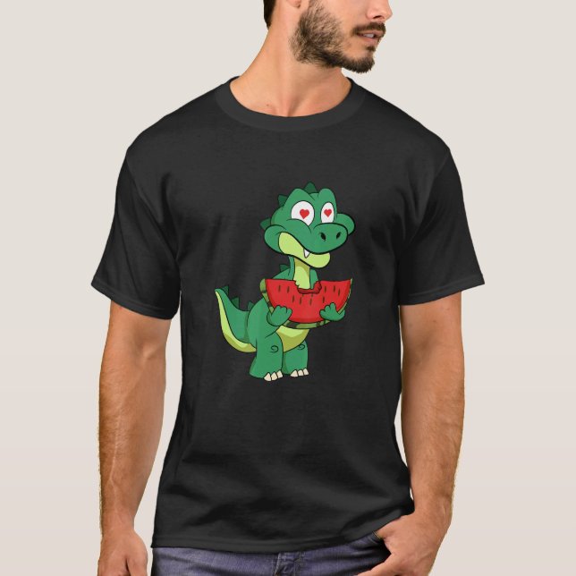 Camiseta Dinosaur Tropical Summer Fruit Boy Dino Melon Wate (Frente)
