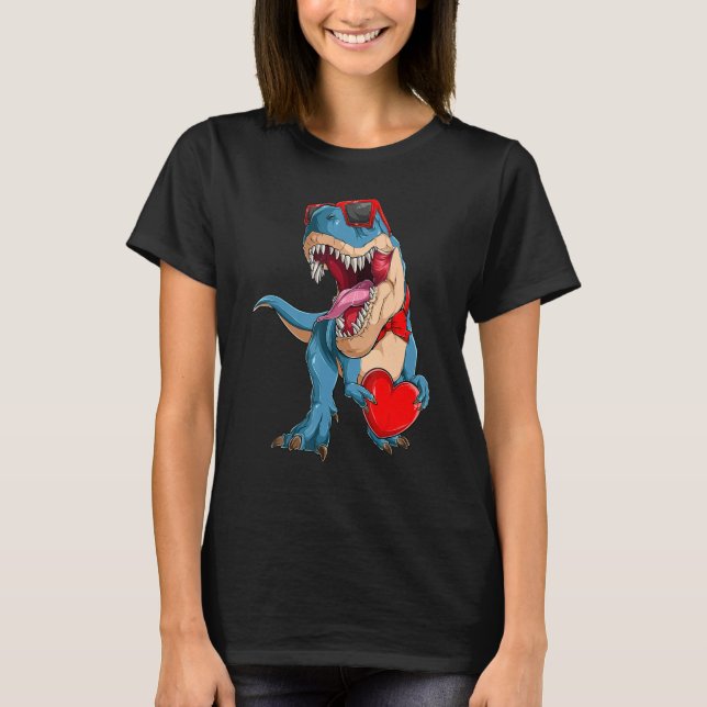 Camiseta Dinosaur valentine trex valentines day mothers day (Frente)