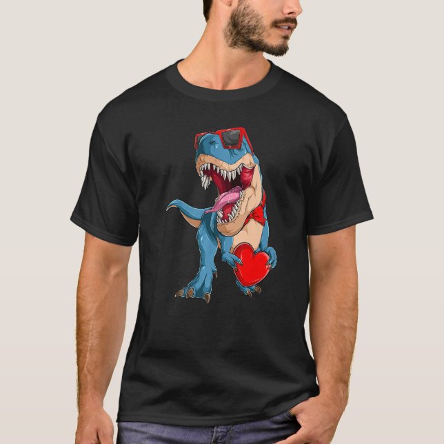 Camiseta Dinosaur valentine trex valentines day mothers day (Frente)