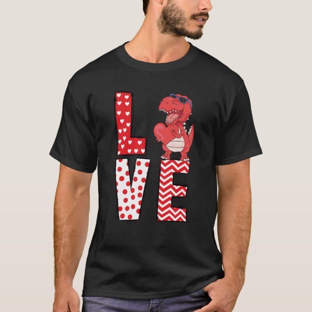 Camiseta Dinosaur Valentines Day Love Valentine Cute Hearts (Frente)