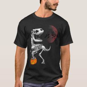 Camiseta Dinosauro de Halloween T Rex Esqueleto Assustador 
