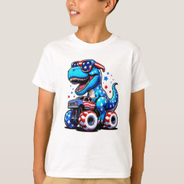 Camiseta Dinossaur Andando na bandeira americana Caminhão 4
