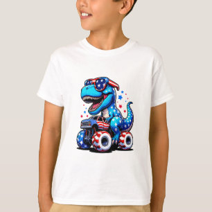 Camiseta Dinossaur Andando na bandeira americana Caminhão 4