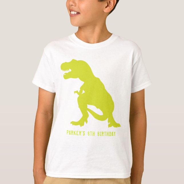 Camiseta Dinossaur Birthday T Rex Personalizado (Frente)
