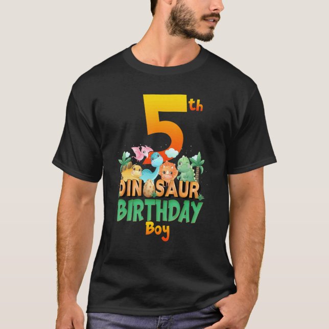 Camiseta Dinossaur Dino Birthday Boy Trex Group (Frente)