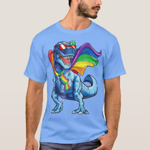 Camiseta Dinossaur Orgulho gay Flag LGBT Lésbica bissexual