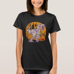 Camiseta Dinossaur Rex Skeleton Pumpkin Com Lua Halloween